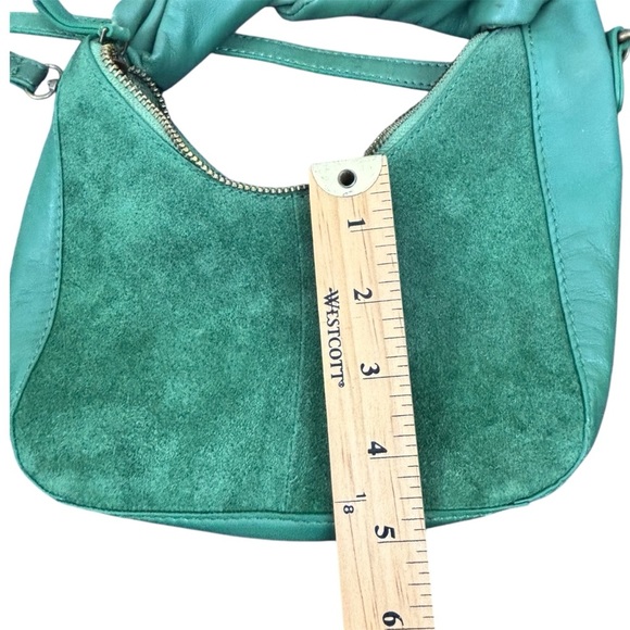 Free People Happy Hour Crossbody Bag Green Suede/Leather Twisted Hand strap - Picture 9 of 10